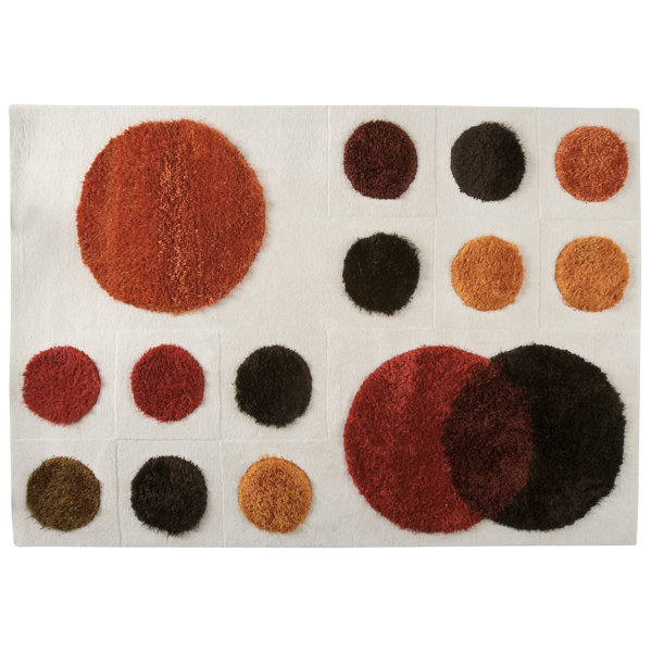 Latitude Run® Alfred Geometric Hand Tufted Beige/Orange/Black Area Rug